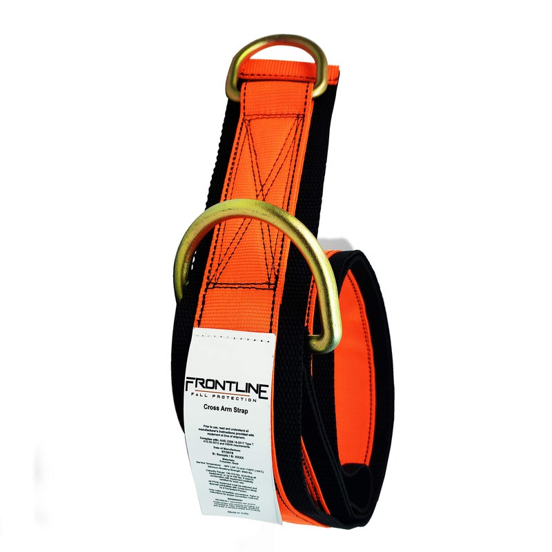 FRONTLINE FALL PROTECTION Frontline MPS12 Premium Cross Arm Strap with Reinforced Webbing 12' | Beam Anchorage Straps | D-Ring at Both Ends | ANSI & OSHA Compliant | High-Tenacity Polyester Webbing and Alloy Steel D-Ring - Image 1